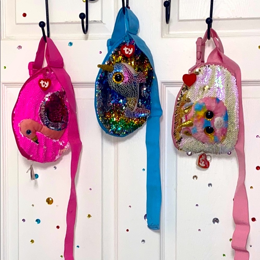 Fanny pack TY summer day bags plush stuffed animal sequins fun rave Festival bag